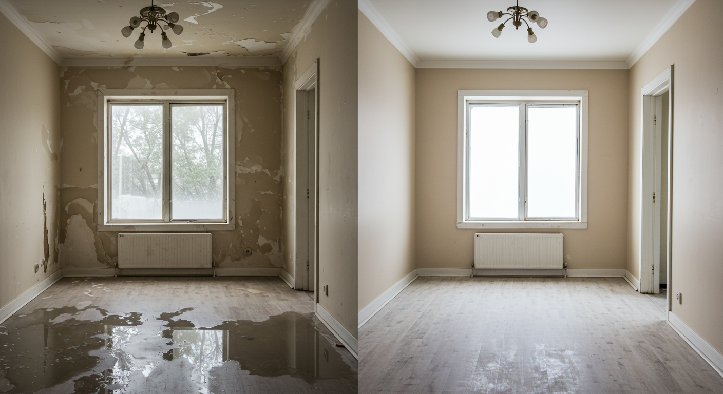 Before and After Water Damage Restoration